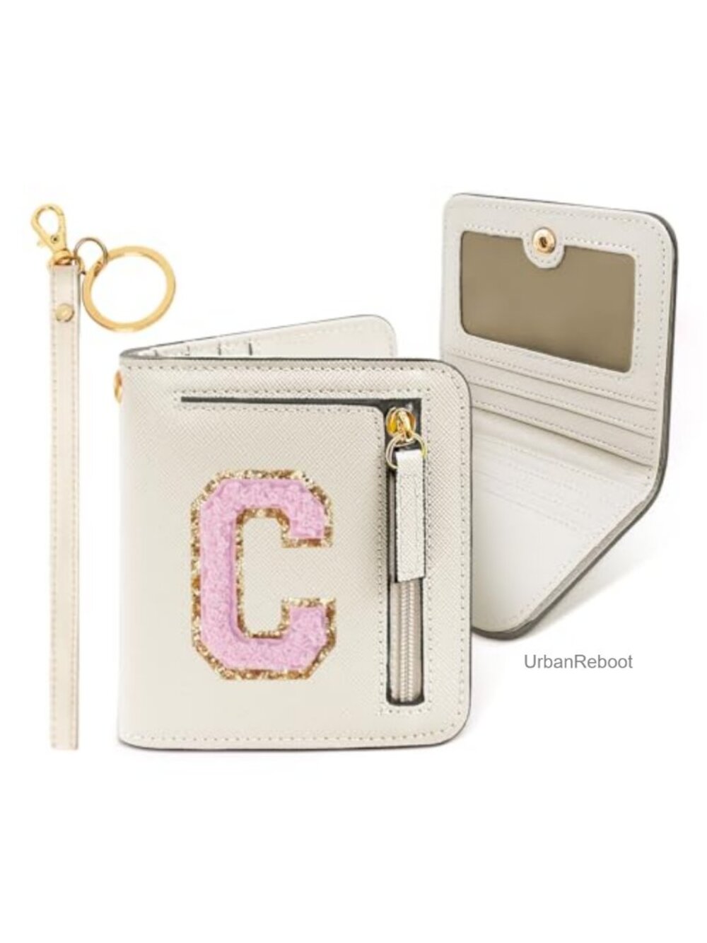 RFID Bifold Wallet PU Leather Chenille Letter Coin Zip